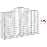 Arched Gabion Baskets 25 pcs 200x50x120/140 cm Galvanised Iron 3146357