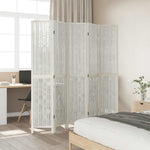 Room Divider 5 Panels White Solid Wood Paulownia 358679