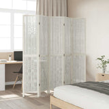 Room Divider 5 Panels White Solid Wood Paulownia 358679