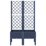 Garden Planter with Trellis Blue Grey 80x40x142 cm PP 367921