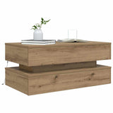 Coffee Table with LED Lights Artisian Oak 90x50x40 cm 857719