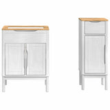 Bathroom Furniture Set FLORO 2 pcs White Solid Pine Wood 3385880