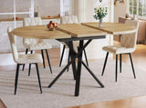 Extendable dining table 100-140cm, round-oval table, stable X-metal frame, adjustable feet, wood N639P439338N