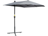 2m Half Parasol Market Umbrella Garden Balcony Parasol with Crank Handle, Base, Double-Sided Canopy, T3398P320030