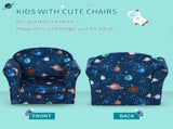 Kids Planet-Themed Armchair, with Non-Slip Feet, Wooden Frame - Blue T3398P347637