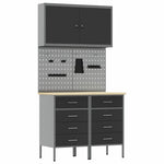 Work Bench with Drawer 5 pcs Black 100 x 55 x 200 cm Steel 3321420