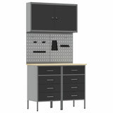 Work Bench with Drawer 5 pcs Black 100 x 55 x 200 cm Steel 3321420