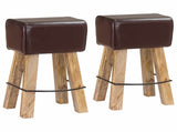 Bar Stool 2 pcs Dark Brown 44 x 33 x 74 cm Real Leather 42042123