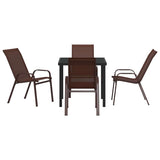 Garden Dining Set 5 pcs Brown and Black Powder-coated Steel 3379129