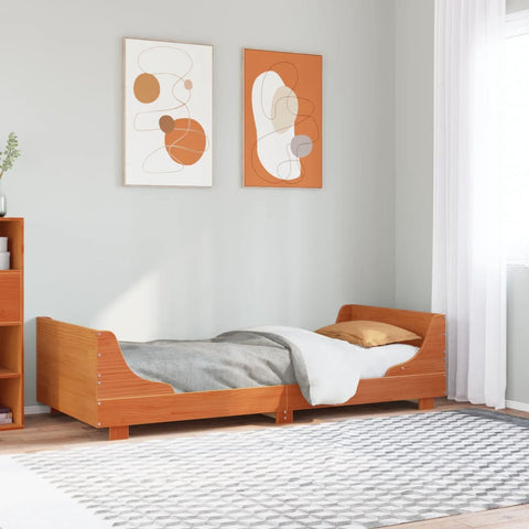 ZNTS Bed Frame without Mattress Wax Brown 100x200 cm Solid Wood Pine 850775