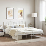 ZNTS Metal Bed Frame without Mattress with Headboard White 160x200cm 373841