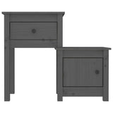 Bedside Cabinet Grey 79.5x38x65.5 cm Solid Wood Pine 814543