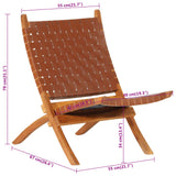 Folding Relaxing Chair Brown Real Leather 356376