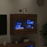 TV Wall Cabinet with LED Lights Brown Oak 78.5x30x60.5 cm 837105