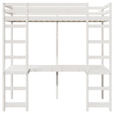 Loft Bed Frame White 90 x 190 cm Solid Pine Wood 3414555
