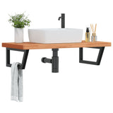 Basin Shelf Wall Mounted Steel and Solid Wood Beech 3302447