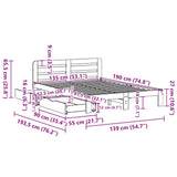 Bed Frame without Mattress Wax Brown 135x190 cm Double Solid Wood Pine 3309871