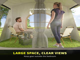 4 Man Tunnel Tent, Family Camping Tent with Porch, Bedroom and Living Area, Sewn in Groundsheet, T3398P349073