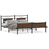 Metal Bed Frame without Mattress Brown Oak 160x200 cm 3325135