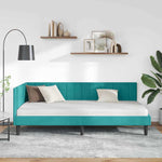 Corner Bed Frame with Headboard Turquoise 90 x 200 cm Velvet 42016436