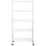 5-Tier Storage Shelf with Wheels 75x35x155 cm Chrome 250 kg 324629