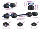 4-in-1 Dumbbell Set Black and Blue 121 x 19.5 x 19.5 cm 42023468