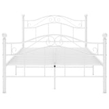 Bed Frame White Powder-coated metal Double Bed Frame 324995