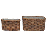 Firewood Basket 2 pcs Brown Lacak Rattan 42020972