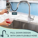ZNTS 360&deg; Kitchen Sink Mixer Taps Pull Out Spout Spray Single Lever Modern Mono Tap 75041018