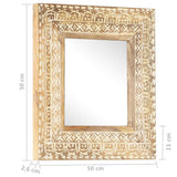 Hand-Carved Mirror 50x50x2.6 cm Solid Mango Wood 321644