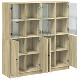 Bookcase with Doors Sonoma Oak 136x37x142 cm Engineered Wood 3206526