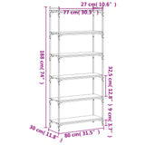 Bookcase 6-Tier Black 80x30x188 cm Engineered Wood 837682