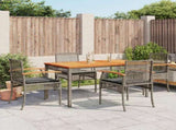 5 Piece Garden Dining Set with Cushions Grey Poly Rattan 3213571