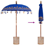 Balinese Parasol Blue 180-190 cm Cotton, solid wood 3356893