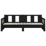 Pull-out Day Bed without Mattress Black Solid Wood Pine 2x cm 820296