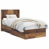 Bed Frame with Storage and Headboard Old Wood 90 x 200 cm 3414513