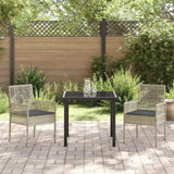 Garden Dining Set with Cushion 3 pcs Light Grey Poly Rattan 3379898