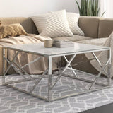 Coffee Table Silver Stainless Steel and Tempered Glass 349947