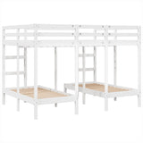 Triple Bunk Bed Frame White 140x200/70x140 cm Solid Wood Pine 3308578