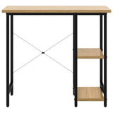 Computer Desk Black and Light Oak 80x40x72 cm MDF and Metal 20557