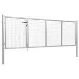 Garden Gate Steel 350x100 cm Silver 144341