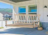 Outdoor Wooden Swing Bench 2-Seater Porch Swing Chair Hanging Hammock Garden Furniture, Natural T3398P325313