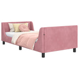 Children's Bed Frame with Headboard Pink 90 x 200 cm Velvet 42010890