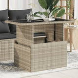 Garden Table with Glass Top Light Grey 100x55x73 cm Poly Rattan 366183