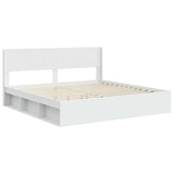 Bed Frame with Storage and Headboard White 200 x 200 cm 3414171