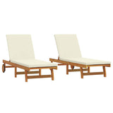 Sun Lounger 2 pcs Solid Acacia Wood Brown 3325194