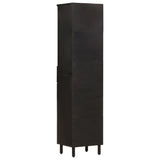 Bathroom Cabinet Black 38x33x160 cm Solid Wood Mango 356841