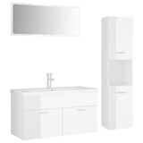 ZNTS Bathroom Furniture Set High Gloss White Engineered Wood 3071429