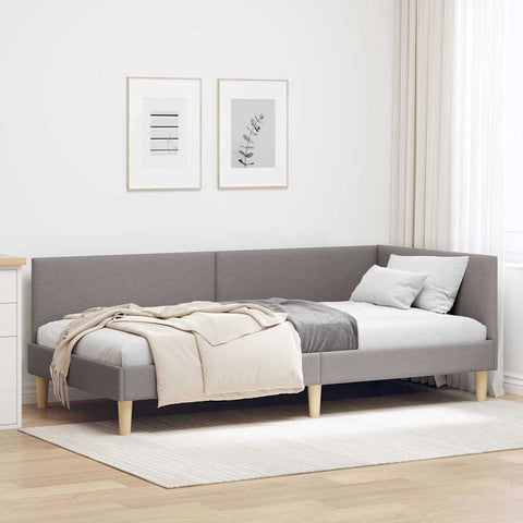 Corner Bed Frame Taupe 90 x 200 cm Fabric and Engineered wood 42016194