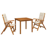 3-Piece Garden Dining Set Natural Solid Acacia Wood 3434590